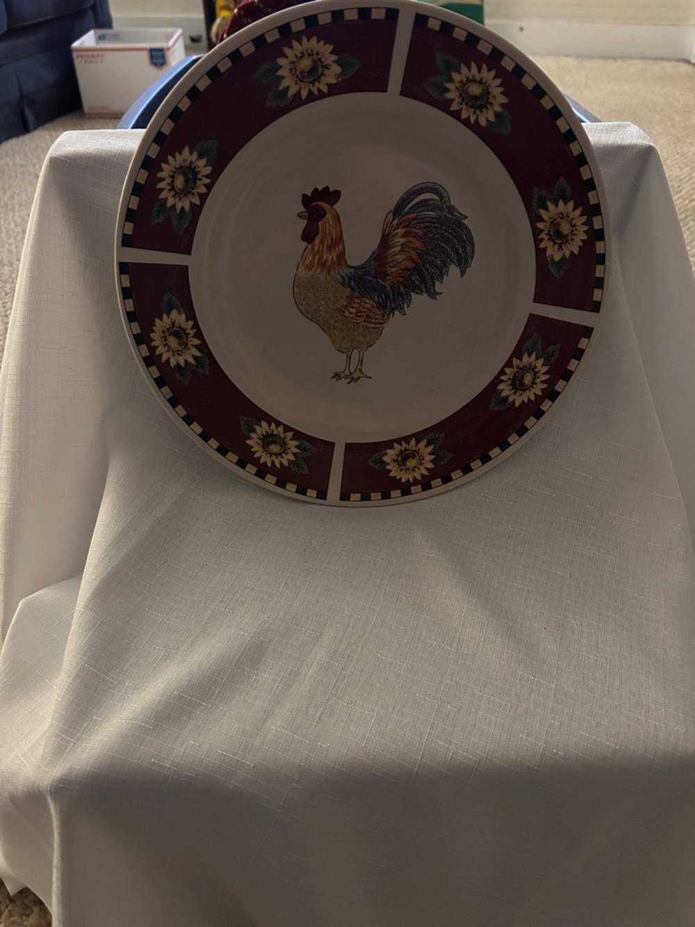 Rooster Sunflower Decorative Dinner Plate - Red Accent